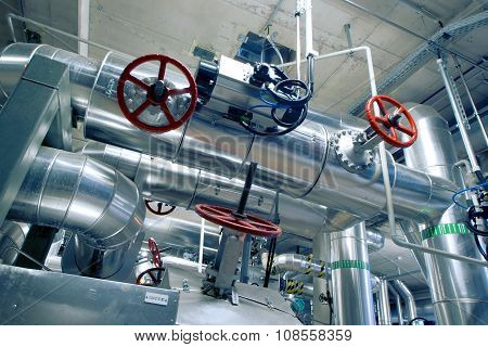 Industrial Zone, Steel Pipelines, Valves And Cables