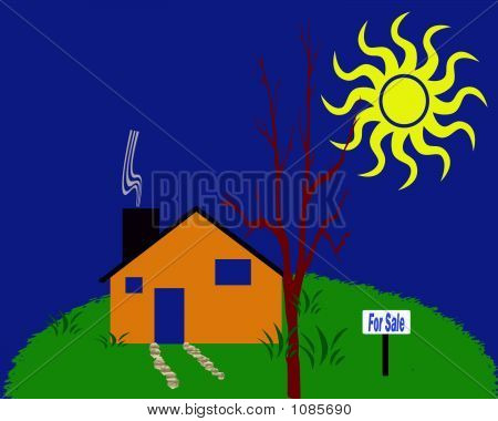 Real Estate paesaggio illustrazione Home For Sale