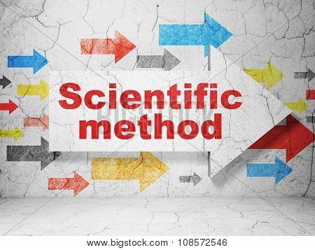 Science concept: arrow with Scientific Method on grunge wall background