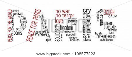 Paris. Peace For Paris, Peace For The World, Word-cloud Style