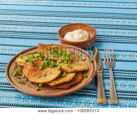 Traditional Ukrainian Homemade Potato Pancakes (draniks)