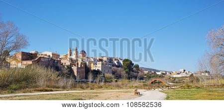 Ribarroja in Valencia parc de Turia skyline in winter sunny day