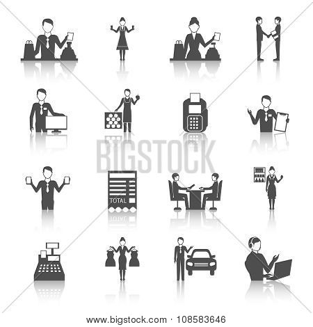 Salesman Monochrome Icons Set