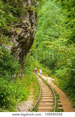 Narrow Gauge Railroad In Guamskoe Gorge