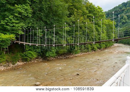 Suspended Footbridge Over The River Kurdzhips