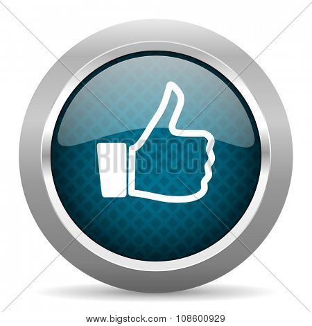 like blue silver chrome border icon on white background 