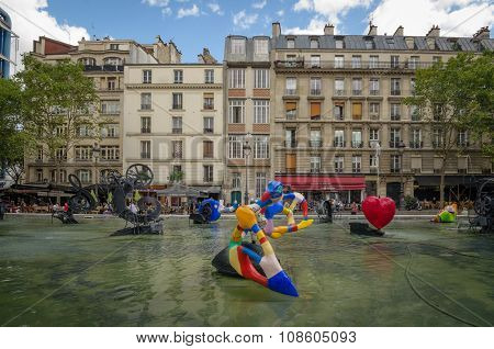 Whimsical colorful sculptures at Igor Stravinsky Place represent the composer's music