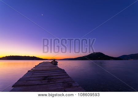 Sunrise on the bay of Nidri in Lefkas island Greece