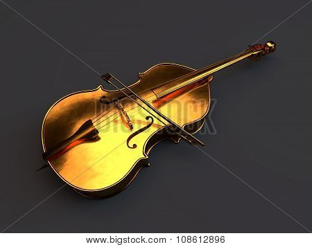 Golden cello isolated on white