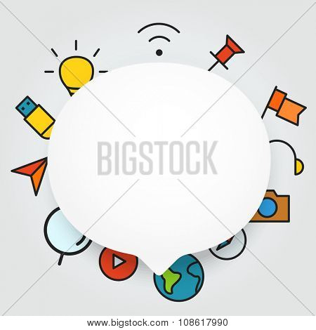Speech cloud template with different icons. Add your content on it