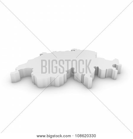 White 3D Outline Of Switzerland Isolated On White