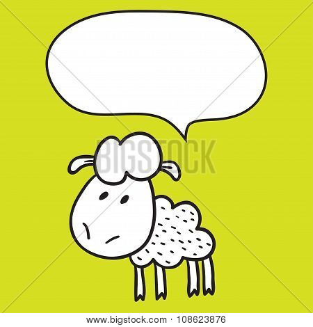 Sheep With Speech Bubble.