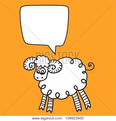 Sheep With Speech Bubble.