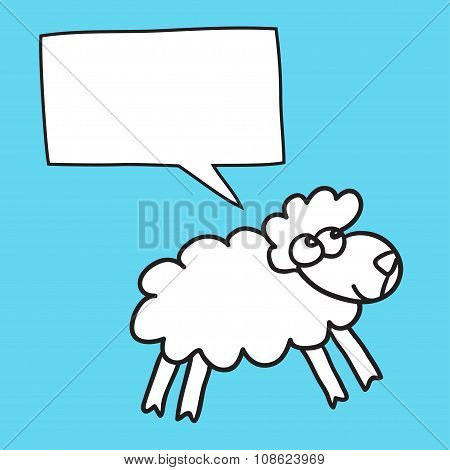 Sheep With Speech Bubble.