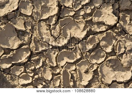 cracked loam by heat and water gives a harmonic background