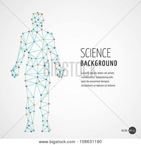 DNA, genetic symbol of man with dna molecule structure