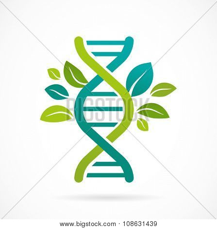 DNA, genetic icon - tree with green leaves