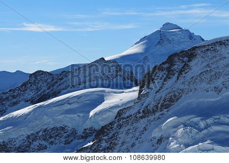 Beautiful Shaped Mountains And Glacier, Mt Aletschhorn