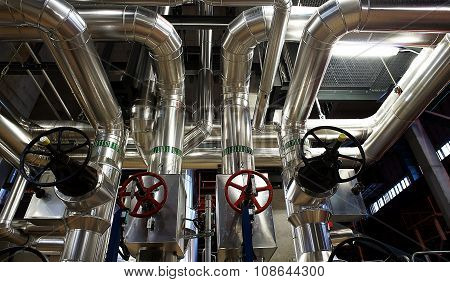 Industrial Zone, Steel Pipelines, Valves And Cables
