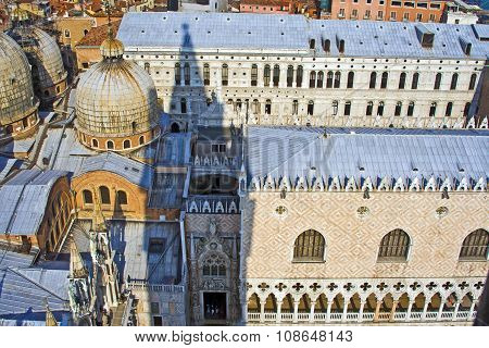 Overlooking The Marcus Church In Venice From Campanile De San Marco