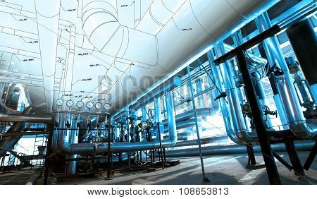 Sketch Of Piping Design Mixed With Industrial Equipment Photos