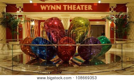 The Jeff Koons Tulips Sculpture display at the Wynn Hotel in Las Vegas