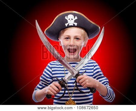 Little pirate boy with cutlass