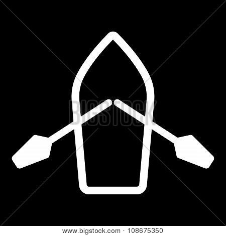 The boat and oars icon. Skiff And Paddle symbol. Flat