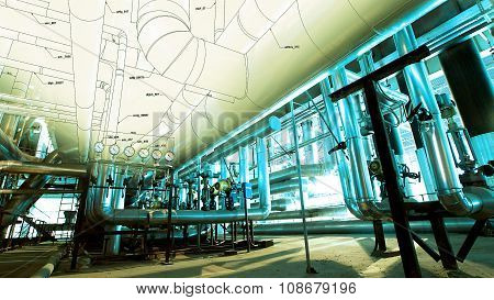Sketch Of Piping Design Mixed With Industrial Equipment Photos