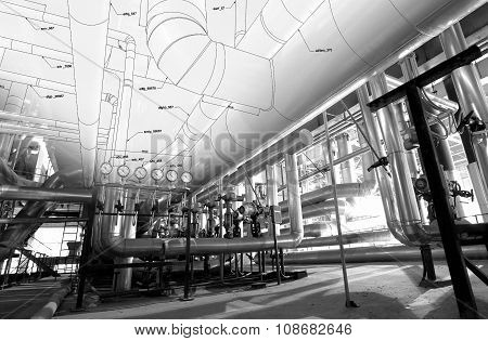 Sketch Of Piping Design Mixed With Industrial Equipment Photos