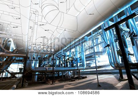Sketch Of Piping Design Mixed With Industrial Equipment Photos