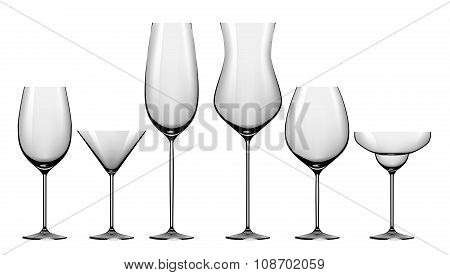 Realistic Set Of Glasses For Alcohol Drinks