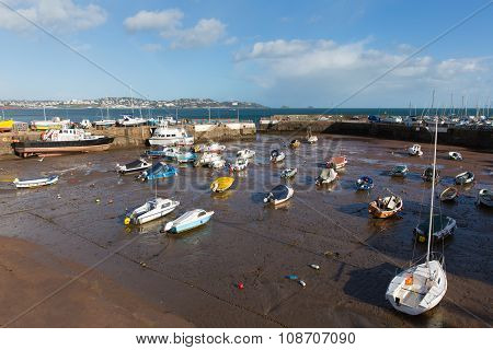 Devon harbour Paignton England with view towards tourist destinations of Torquay