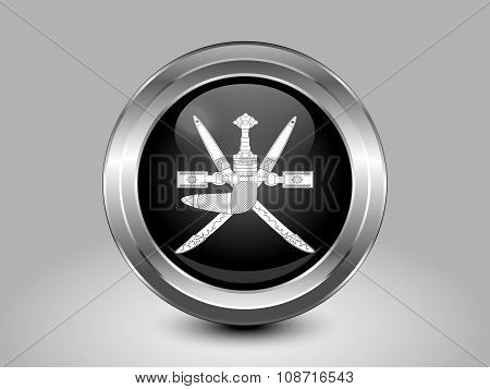 Emblem Of Oman. Metal Round Icon