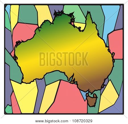 Australia Map Stained Glass
