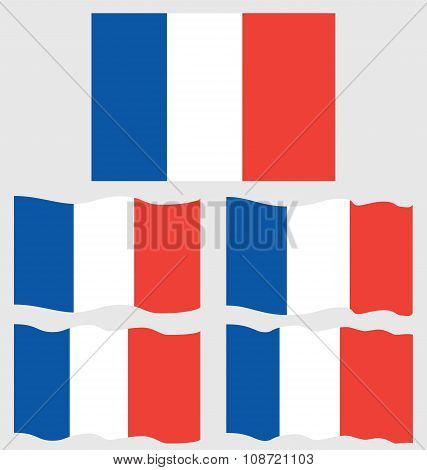 Flat And Waving Flag Of France