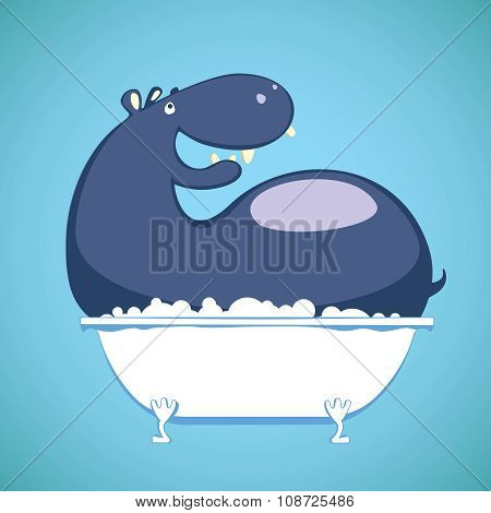 Hippo relaxing in Tub