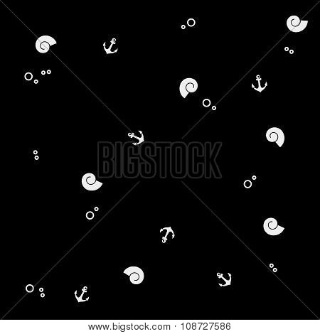 Vector pattern. Modern stylish texture. Marine shell and anchor pattern