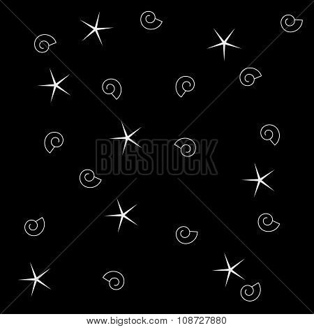 Vector pattern. Modern stylish texture. Marine shell and starfish pattern