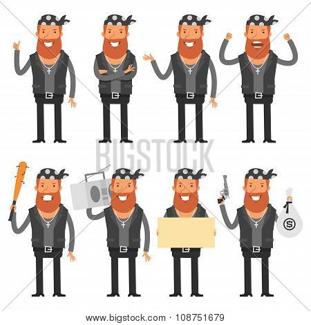 Biker in different poses