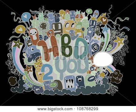 Birthday Party Hand Drawn Doodles Elements Background