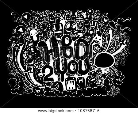 Birthday Party Hand Drawn Doodles Elements Background