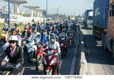 Crowded, Vietnam, Asia ctiy, vehicle, exhaust fumes,