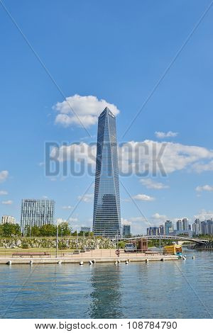 Songdo, Korea - September 07, 2015: Northeast Asia Trade Tower