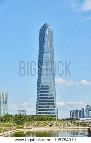 Songdo, Korea - September 07, 2015: Northeast Asia Trade Tower