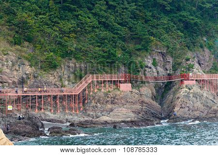 Busan, Korea - September 20, 2015: Songdo Coast Bolle-gil Walkway