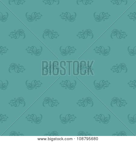 Seamless blue leaf retro pattern