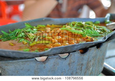Egg fish in sour, hot and spicy soup