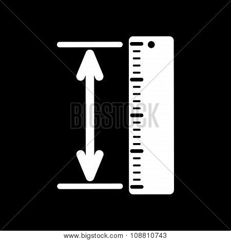 The measuring height and length icon. Ruler, straightedge, scale symbol. Flat