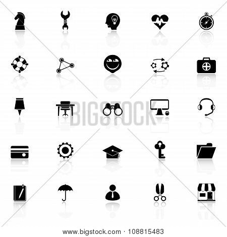 Human Resource Icons With Reflect On White